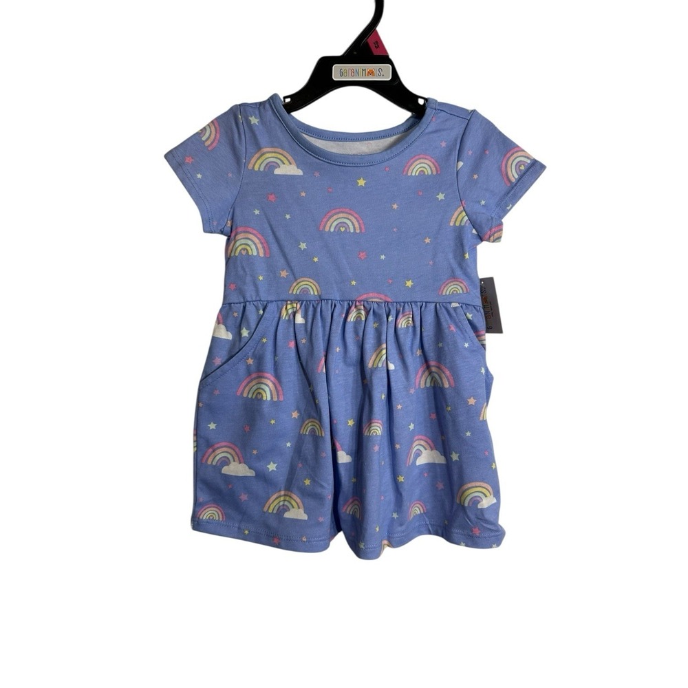 garanimals baby girls short sleeve dress with pockets size 18 months rainbows
